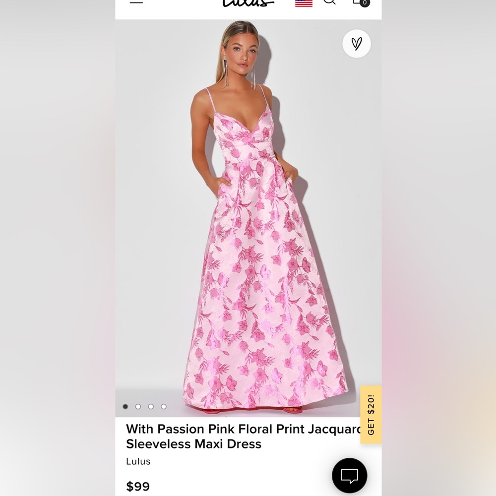 Lulu’s Pink Floral Print Jacquard Maxi Dress